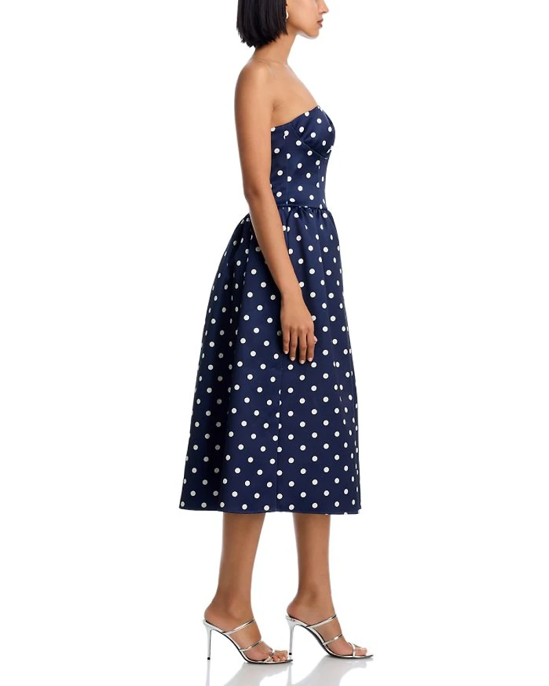 Polka Dot Satin Midi Dress
