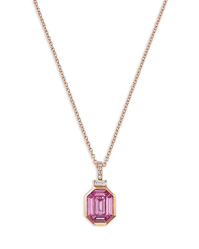 Bloomingdale's Fine Collection Pink Sapphire & Diamond Baguette Pendant Necklace