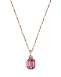 Bloomingdale's Fine Collection Pink Sapphire & Diamond Baguette Pendant Necklace