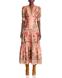Pink Garden Delight Short Sleeve Maxi Dress