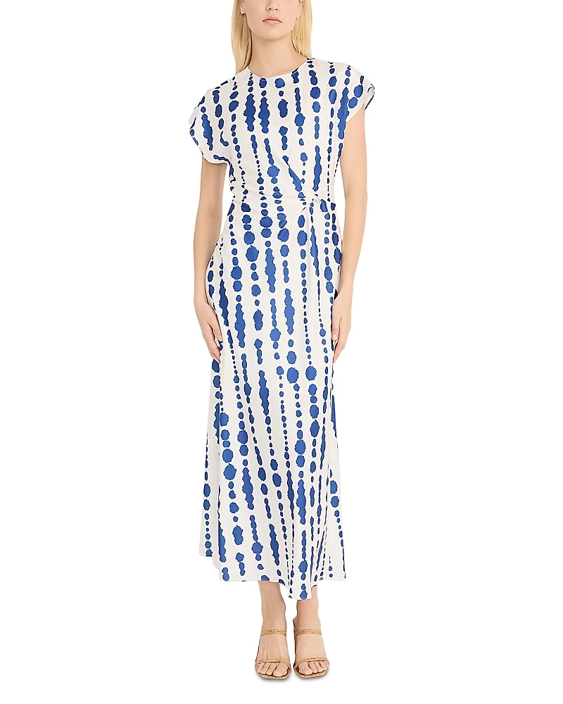 Luxely Printed Twist Front Midi Dress
