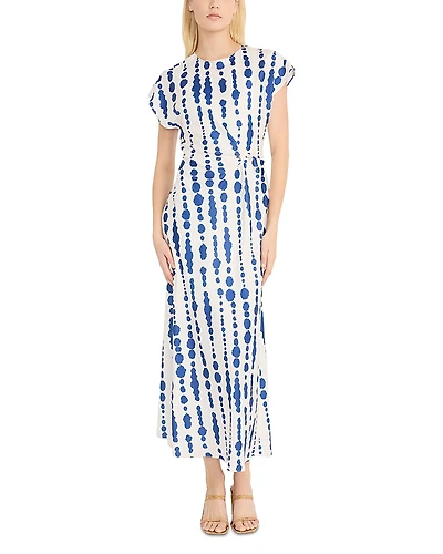 Luxely Printed Twist Front Midi Dress