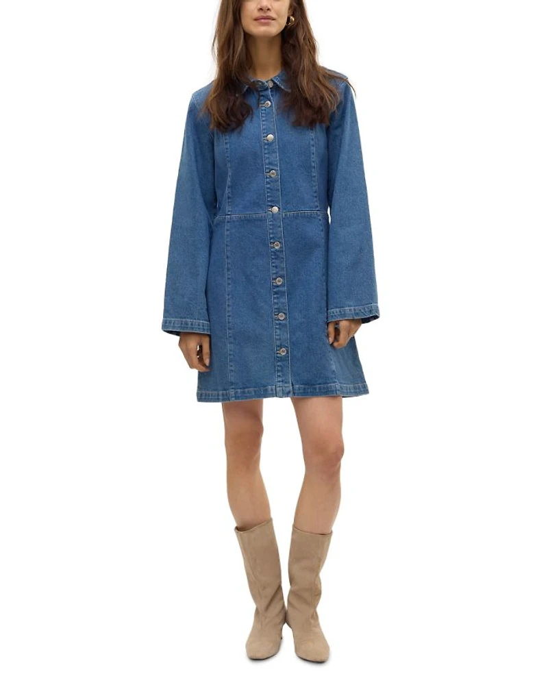 Long Sleeve Denim Mini Dress