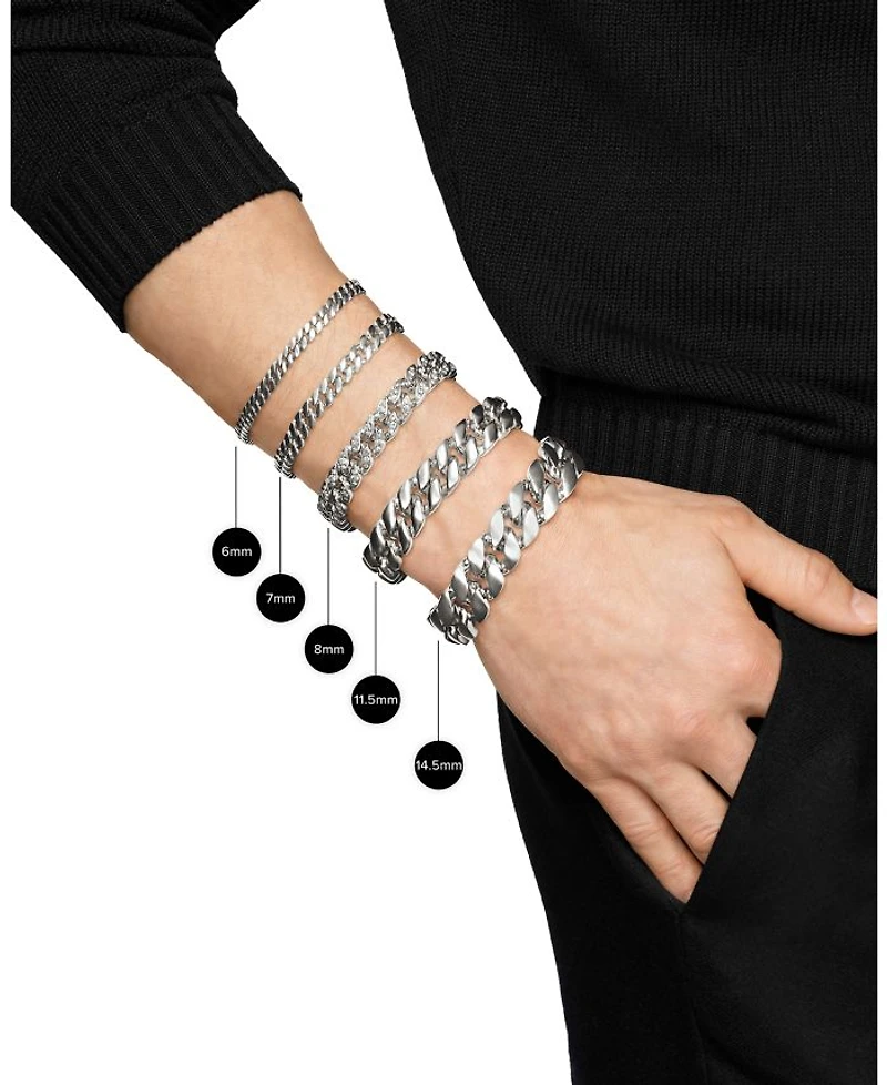 Men's Curb Chain Bracelet Sterling Silver, 11.5mm