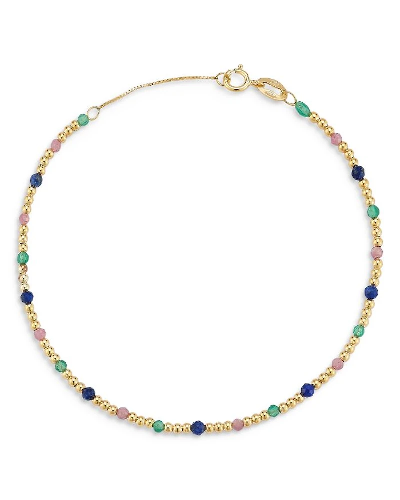 14K Yellow Gold Gemstone Beaded Bracelet
