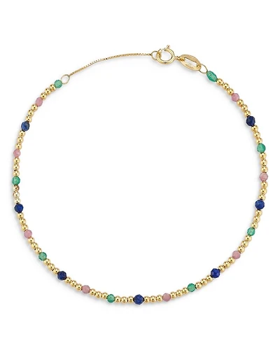 14K Yellow Gold Gemstone Beaded Bracelet