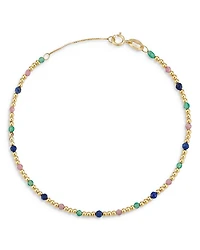 14K Yellow Gold Gemstone Beaded Bracelet