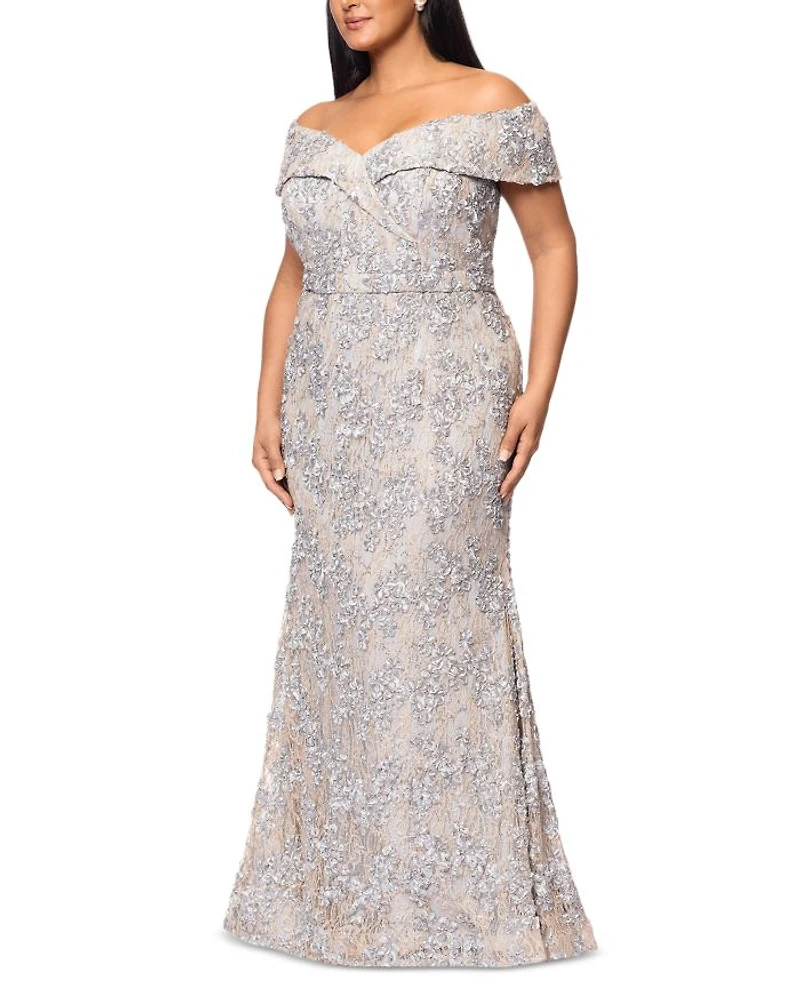 Off the Shoulder Embroidered Lace Dress