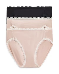 Lace Trim Hi-Cut Bikini, Pack of 3