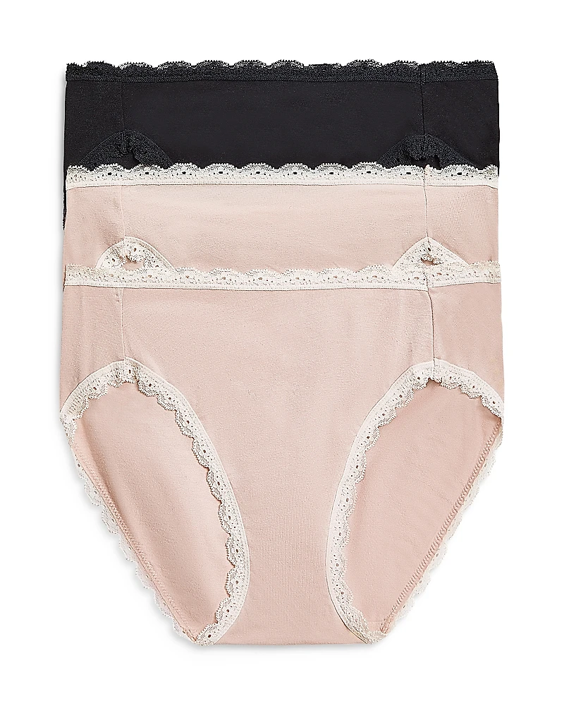 b. tempt'd by Wacoal Lace Trim Hi-Cut Bikini, Pack of 3