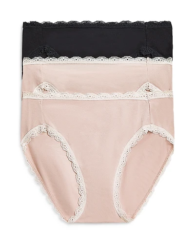 b. tempt'd by Wacoal Lace Trim Hi-Cut Bikini, Pack of 3