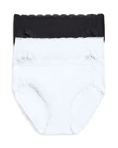 b. tempt'd by Wacoal Lace Trim Hi-Cut Bikini, Pack of 3