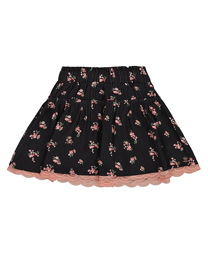 Deux par Deux Girls' Printed Flowers Flare Viscose Skirt - Little Kid