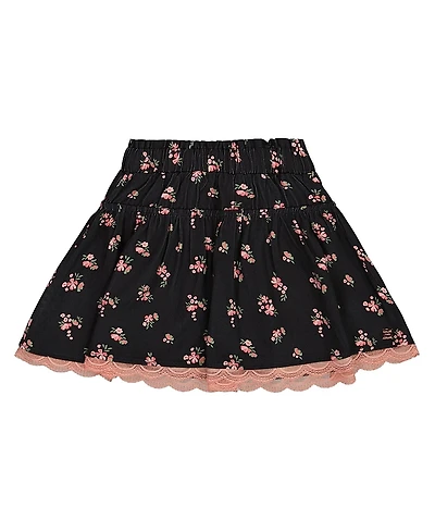 Deux par Deux Girls' Printed Flowers Flare Viscose Skirt - Little Kid