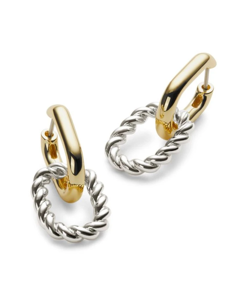 Double Ash Double Two Tone Hoop Earrings