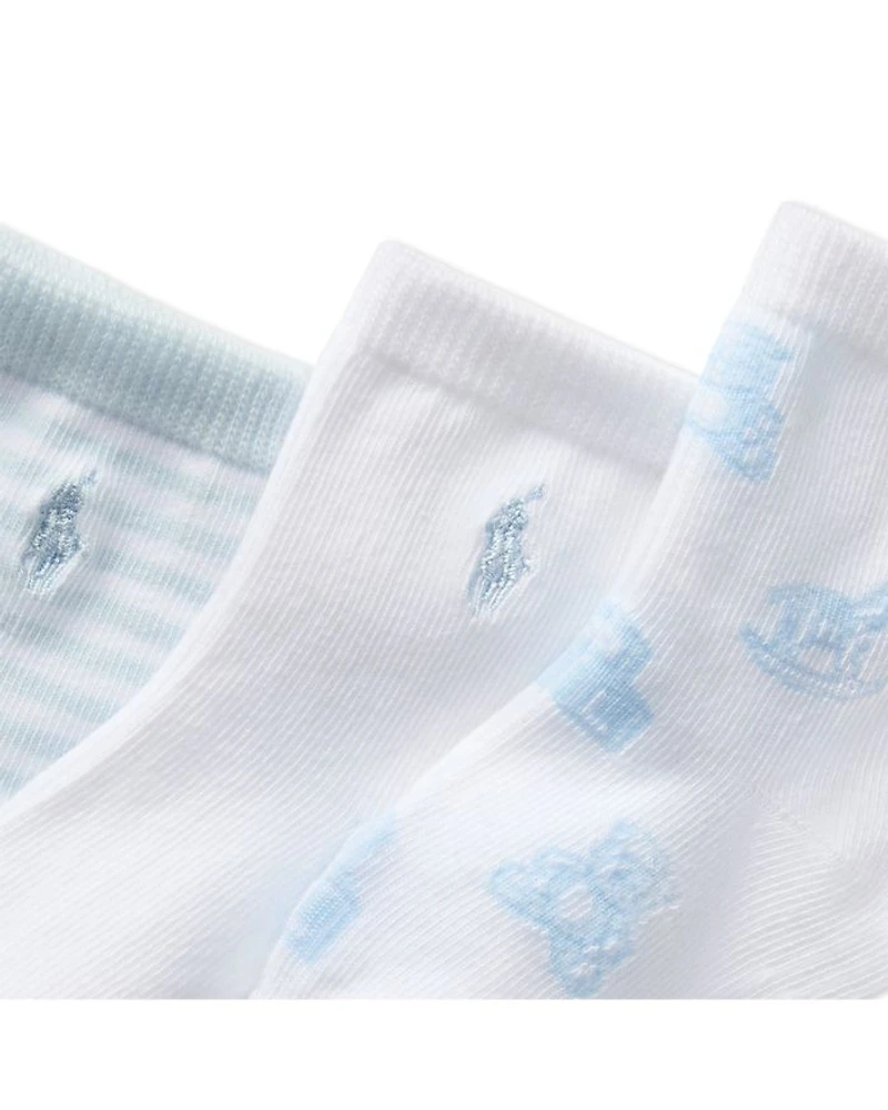 Essential Tossed Bear Socks, Pack of 3