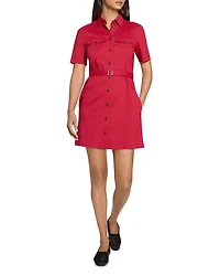 Linen Blend Military Mini Dress