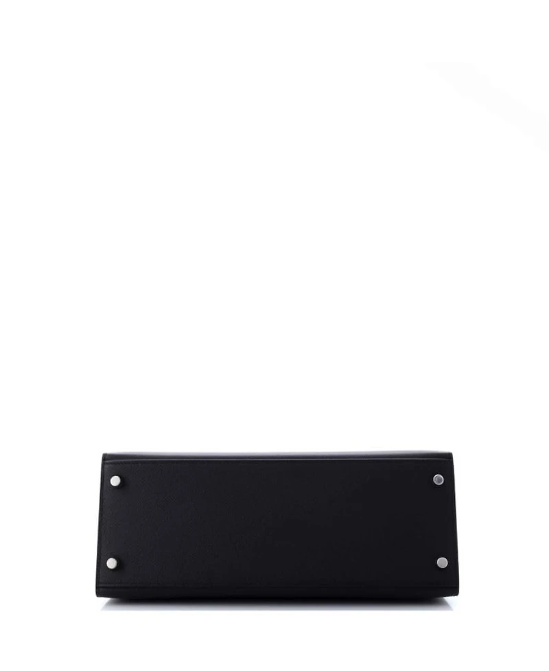 Kelly 28 Handbag Black Epsom with Palladium Hardware