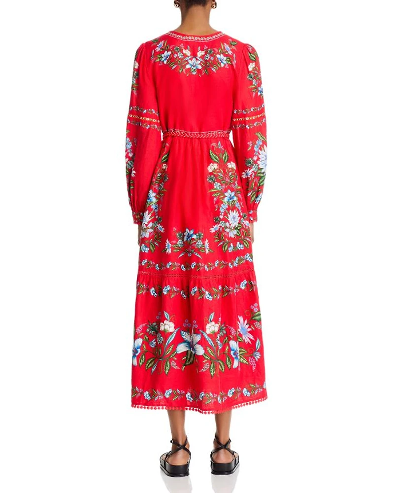 Sweet Bloom Bouquet Red Midi Dress
