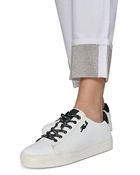 High Rise Crystal Cuff Jeans White
