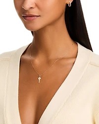 14K Yellow Gold Medallions Diamond Accent Key Pendant Necklace, 18"