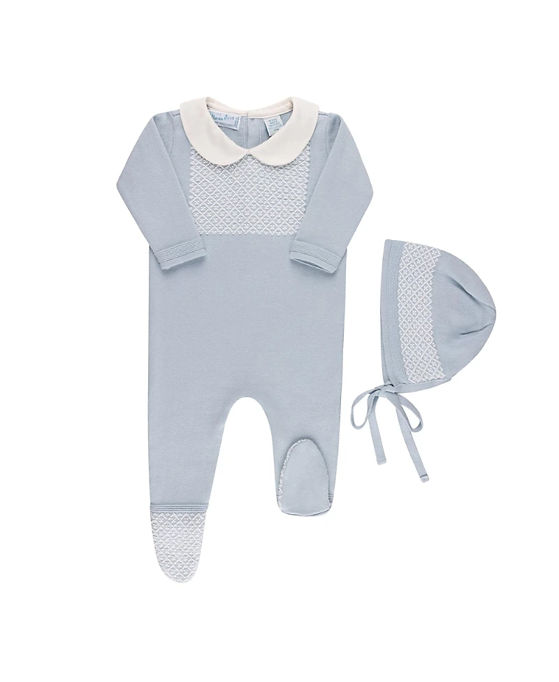 Feltman Brothers Boys' Jacquard Collared Knit Romper & Bonnet - Baby
