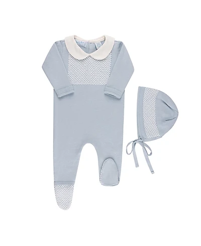 Feltman Brothers Boys' Jacquard Collared Knit Romper & Bonnet - Baby