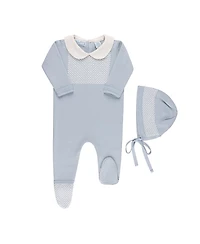 Feltman Brothers Boys' Jacquard Collared Knit Romper & Bonnet - Baby