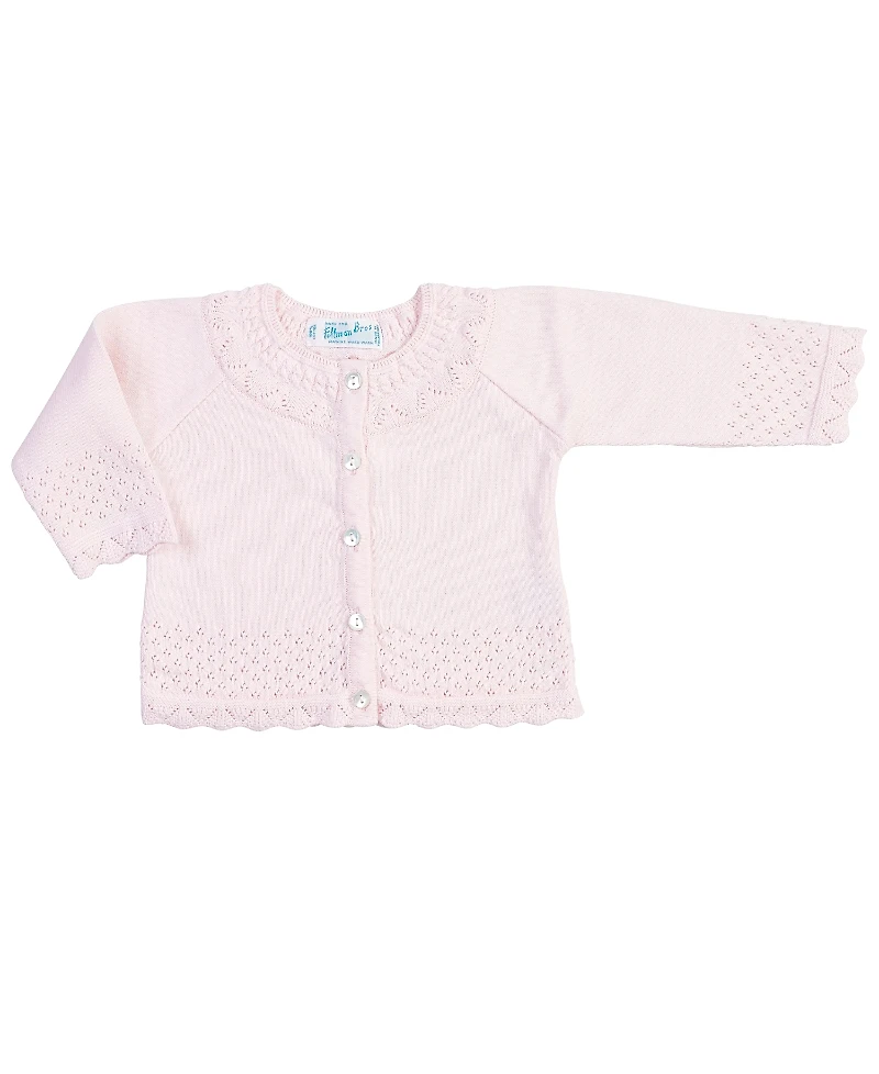 Feltman Brothers Girls' Pointelle Ruffle Knit Cardigan - Baby
