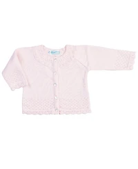 Feltman Brothers Girls' Pointelle Ruffle Knit Cardigan - Baby