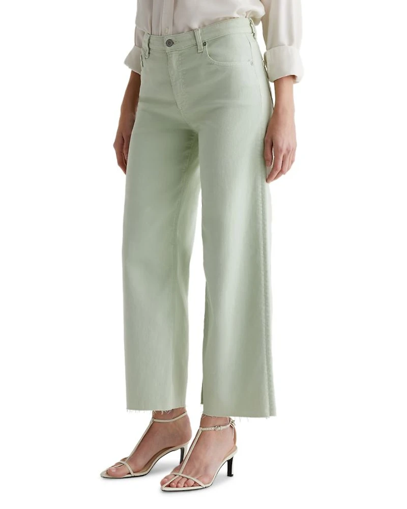 Saige High Rise Wide Leg Crop Jeans Pistachio