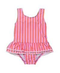 Snapper Rock Girls' Stripy Sunset Sustainable Skirt Swimsuit - Baby