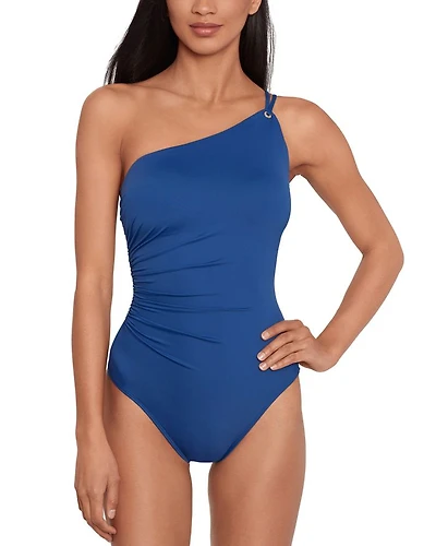 Double Strap One Shoulder Piece Swimsuit