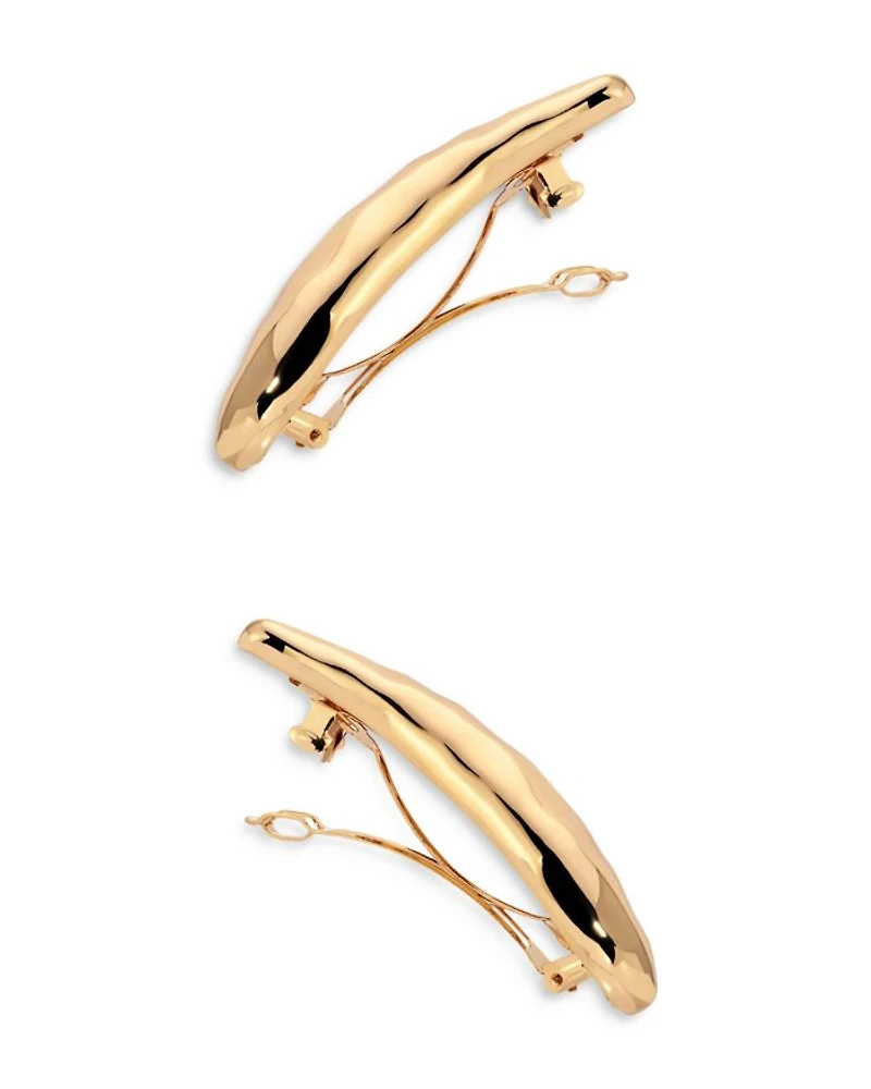 Liquid Lux Hair Barrettes in Gold Tone, Set of 2