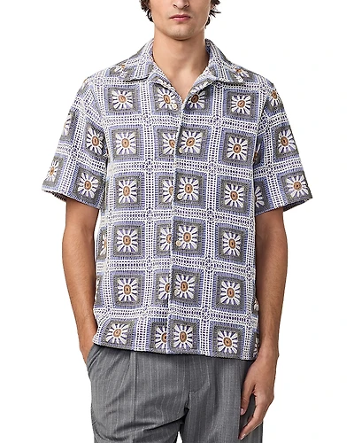 NN07 Julio Cotton Floral Crochet Shirt