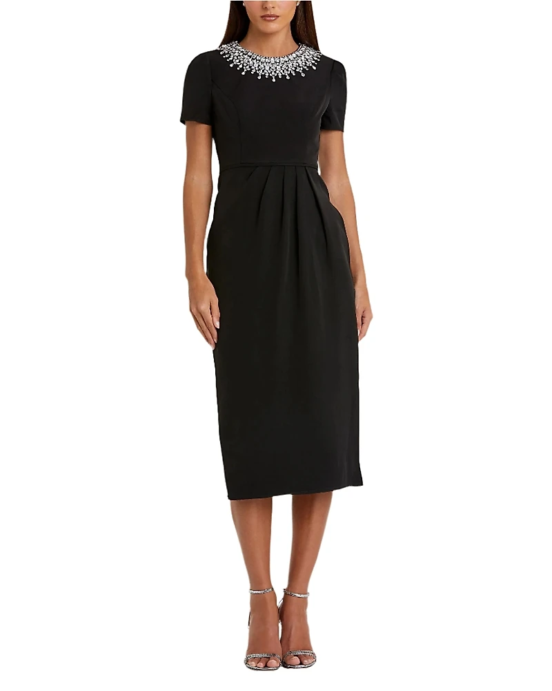 Mac Duggal Rhinestone Neckline Column Dress