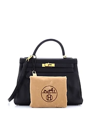 Kelly Handbag Black Togo with Gold Hardware