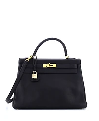 Kelly Handbag Black Togo with Gold Hardware