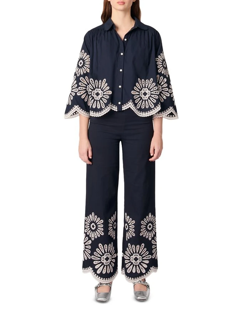 Crochet Detail Cropped Shirt