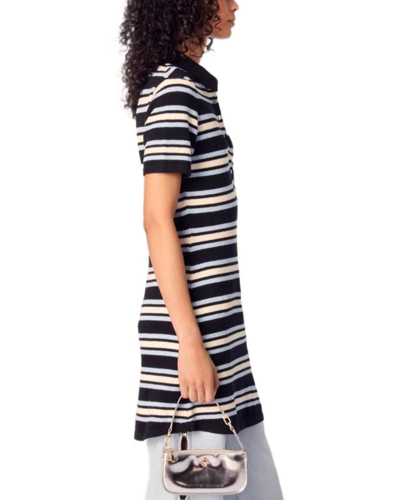 Striped Knit Polo Dress