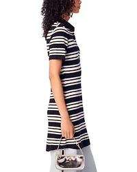 Striped Knit Polo Dress