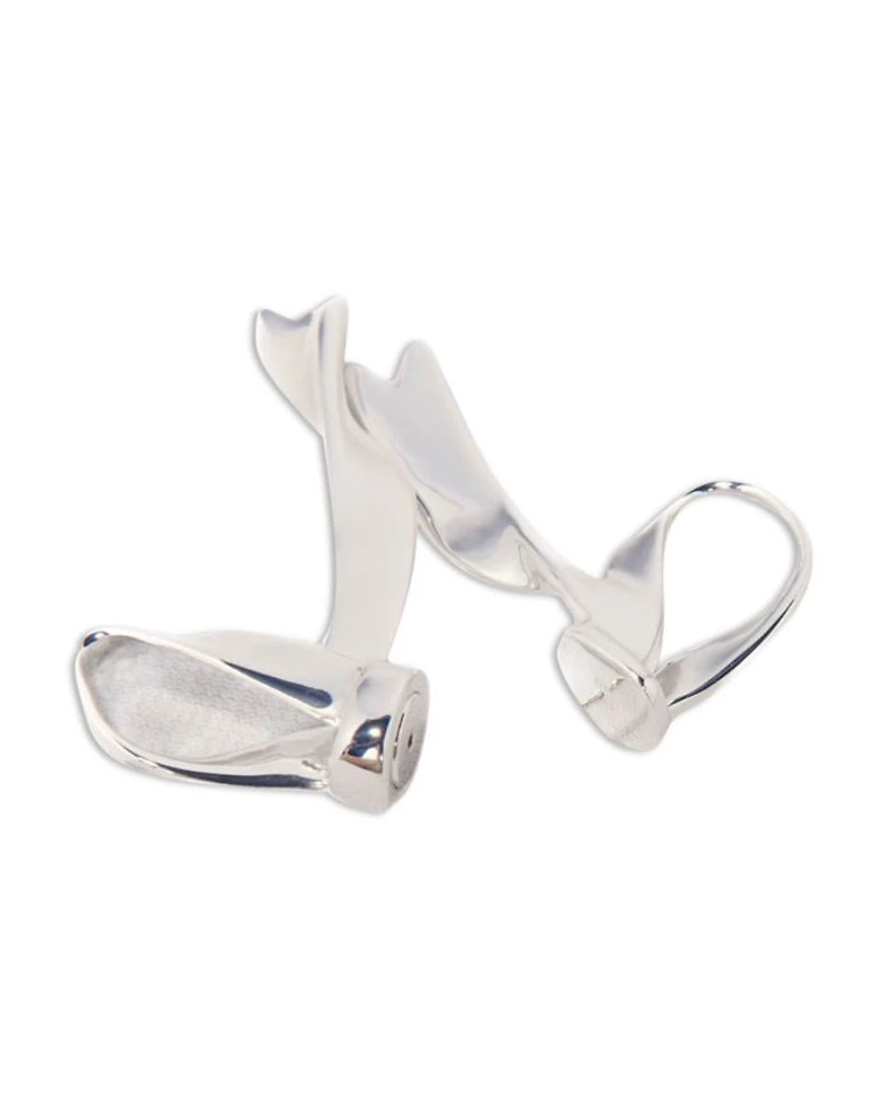 Silver Tone Bow Single Front to Back Earring