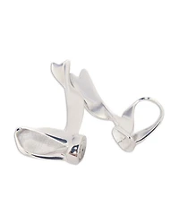 Silver Tone Bow Single Front to Back Earring