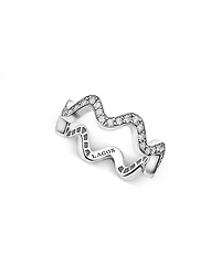 Lagos Sterling Silver Caviar Spark Diamond Wavy Eternity Band