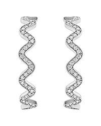 LAGOS Sterling Silver Caviar Spark Diamond Wavy Medium Hoop Earrings