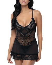 Oh La Cheri Valentine Soft Cup Lace Babydoll with Bows and G-string Panty