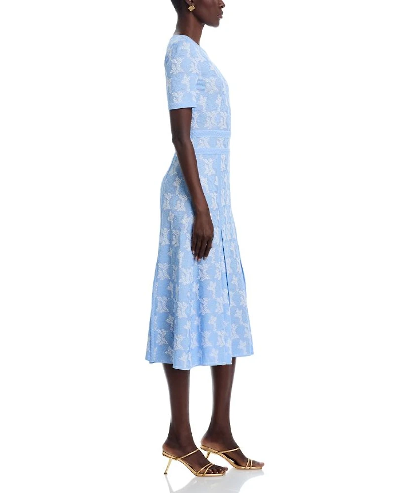 Printed Short Sleeve Midi Dress