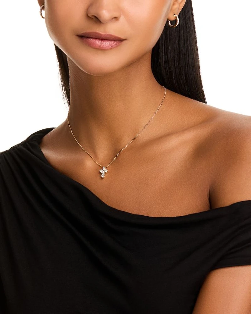 Diamond Cross Pendant Necklace in 14K Yellow Gold