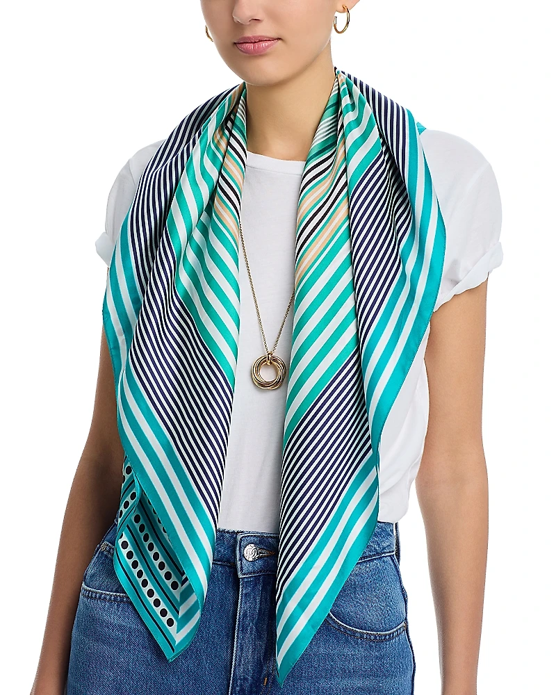 Echo Stripe Vortex Square Silk Scarf