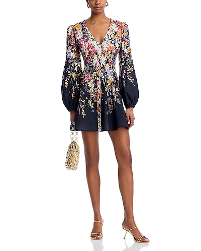 Aqua Floral Print Mini Dress - Exclusive